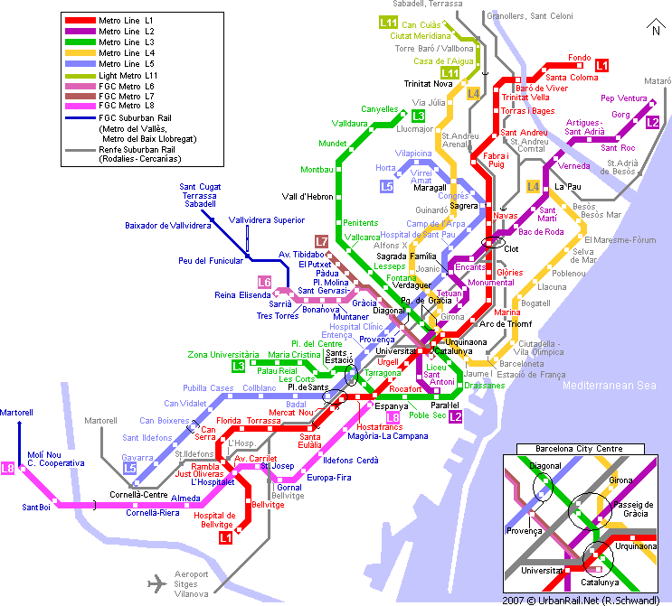 Схема метро Барселоны